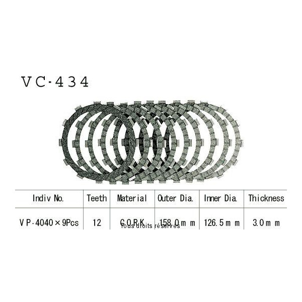 Disques garnis d'embrayage VC434