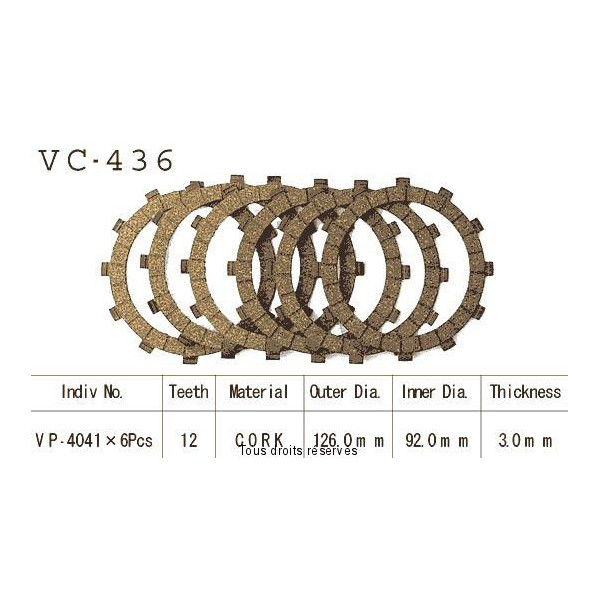 Disques garnis d'embrayage VC436