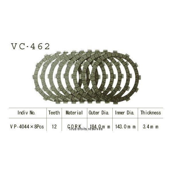 Disques garnis d'embrayage VC462