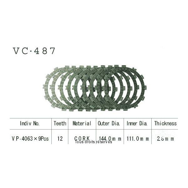 Disques garnis d'embrayage VC487