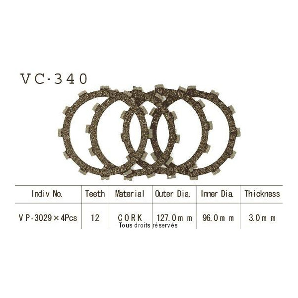 Disques garnis d'embrayage VC340