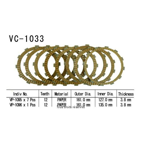 Disques garnis d'embrayage VC1033