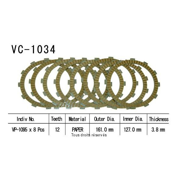 Disques garnis d'embrayage VC1034