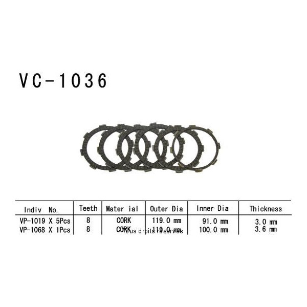 Disques garnis d'embrayage VC1036