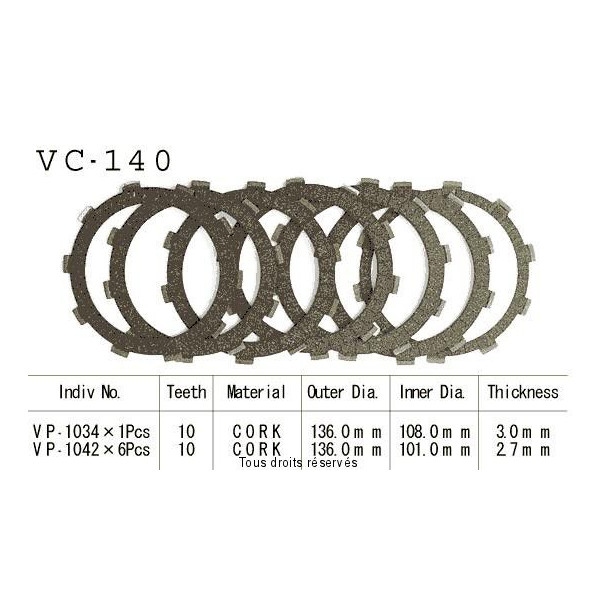 Disques garnis d'embrayage VC140