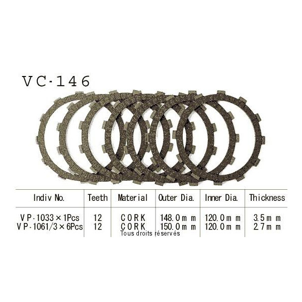 Disques garnis d'embrayage VC146