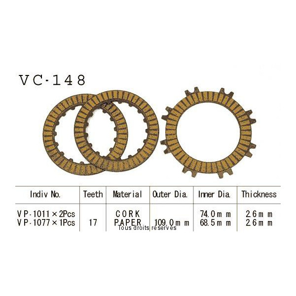 Disques garnis d'embrayage VC148