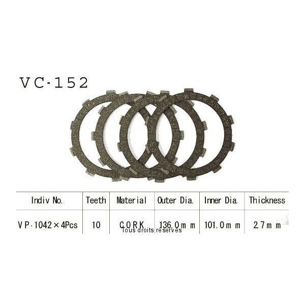 Disques garnis d'embrayage VC152