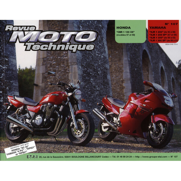 RMT 107.2 HONDA CBR 1100 (1997 à 1998) et YAMAHA XJR 1200-1300 (1995 à 2003)