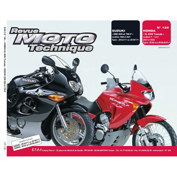 RMT 126.1 HONDA XL650 (2000 à 2002) et SUZUKI GSX 600/750F (1998 à 2001)