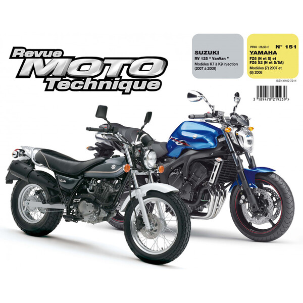 RMT 151.1 SUZUKI RV125 (2007 à 2009) et YAMAHA FZ6N et FZ6S (2007 à 2008)