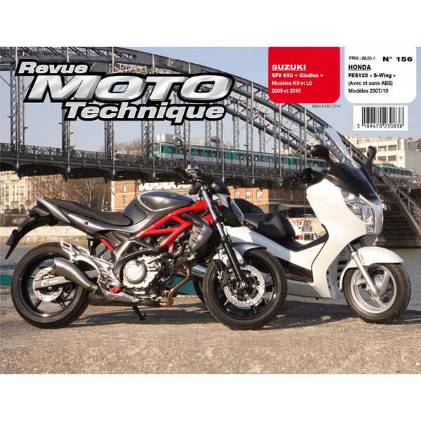 RMT 156.1 HONDA 125 S WING (2007 à 2010) et SUZUKI SFV 650 GLADIUS (2009 à 2010)