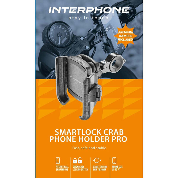Support Crab Pro Pour Guidon Avec Module Anti vibration Interphone Moto 