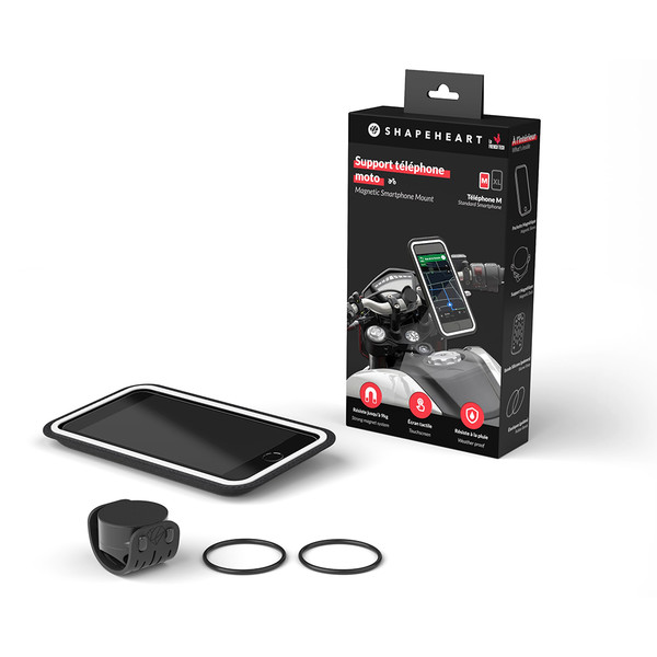 SHAPEHEART innovation française, Support telephone moto magnétique.  Antivibration, avec pochette imperméable détachable. Porte téléphone moto,  scooter, guidon et rétroviseur, accessoire moto universel en destockage et  reconditionné chez DealBurn