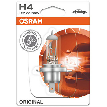 OSRAM NIGHT RACER 110 H4 Halogène, lampe de phare pour moto, 64193NR1-02B,  blister double (2 pièces avec casque de moto miniature)