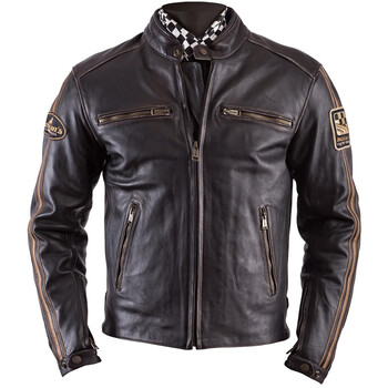 Leatherick Veste de motard en cuir pour hommes Veste de moto zippée de style Hooper en peau de mouton avec plusieurs poches