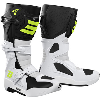 Bottes cross enfant K10 KID SHOT Noir/Blanc/Jaune fluo - MOTO-AXXE