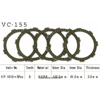 Disques garnis d'embrayage Cross VC155 Kyoto