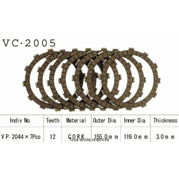 Disques garnis d'embrayage Cross VC2005 Kyoto