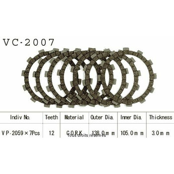 Disques garnis d'embrayage Cross VC2007 Kyoto