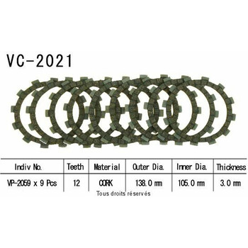 Disques garnis d'embrayage Cross VC2021 Kyoto