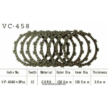 Disques garnis d'embrayage Cross VC458 Kyoto