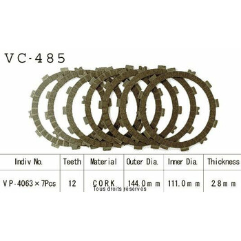 Disques garnis d'embrayage Cross VC485 Kyoto