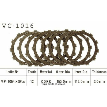 Disques garnis d'embrayage Cross VC1016 Kyoto