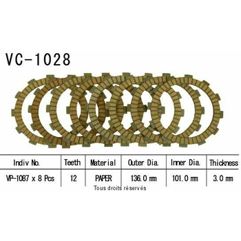 Disques garnis d'embrayage Cross VC1028 Kyoto