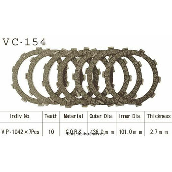 Disques garnis d'embrayage VC154 Kyoto