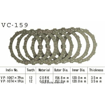 Disques garnis d'embrayage VC159 Kyoto