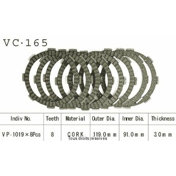 Disques garnis d'embrayage VC165 Kyoto