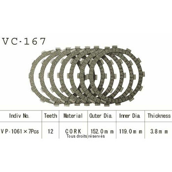 Disques garnis d'embrayage VC167 Kyoto