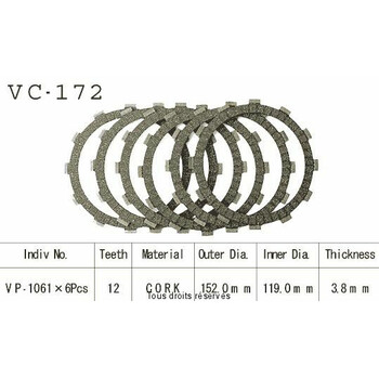 Disques garnis d'embrayage VC172 Kyoto