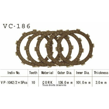 Disques garnis d'embrayage VC186 Kyoto