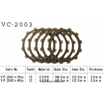 Disques garnis d'embrayage VC2003 Kyoto