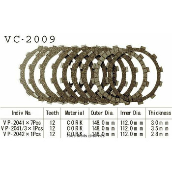 Disques garnis d'embrayage VC2009 Kyoto