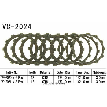 Disques garnis d'embrayage VC2024 Kyoto