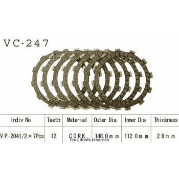 Disques garnis d'embrayage VC247 Kyoto