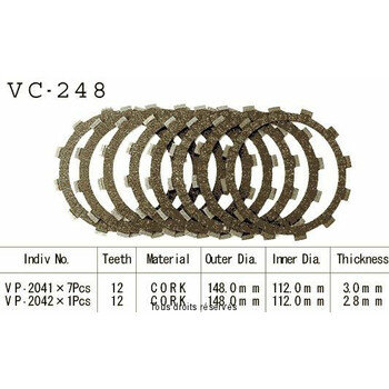 Disques garnis d'embrayage VC248 Kyoto