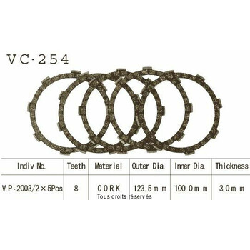 Disques garnis d'embrayage VC254 Kyoto