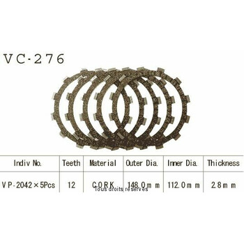 Disques garnis d'embrayage VC276 Kyoto