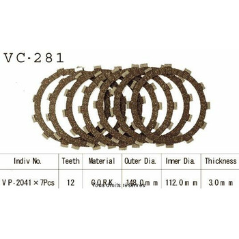 Disques garnis d'embrayage VC281 Kyoto