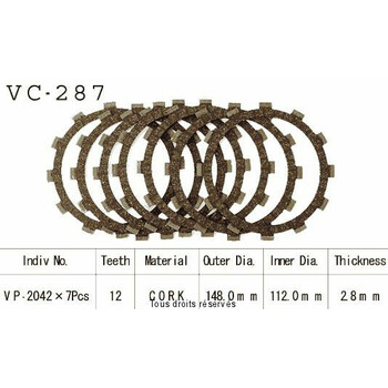 Disques garnis d'embrayage VC287 Kyoto