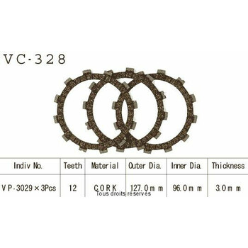 Disques garnis d'embrayage VC328 Kyoto