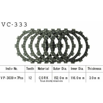 Disques garnis d'embrayage VC333 Kyoto