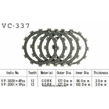 Disques garnis d'embrayage VC337 Kyoto