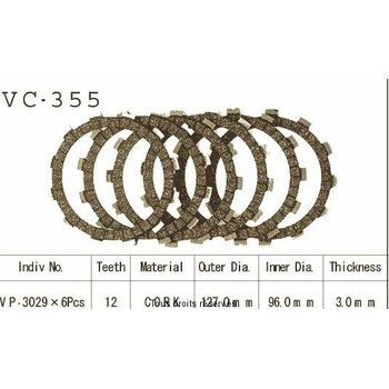 Disques garnis d'embrayage VC355 Kyoto