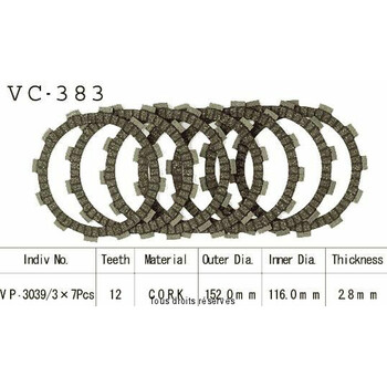 Disques garnis d'embrayage VC383 Kyoto