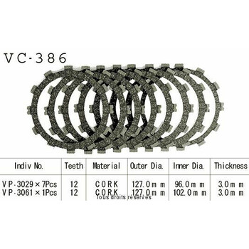 Disques garnis d'embrayage VC386 Kyoto